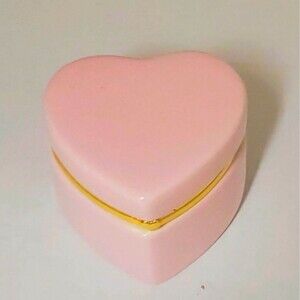 Pastel pink ceramic heart box with gold trim‎